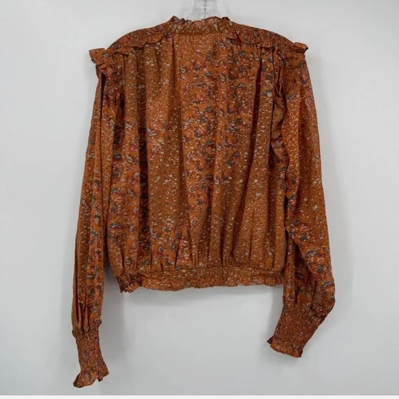 Elan Women's Rust Floral Blouse - Picture 3 of 5
